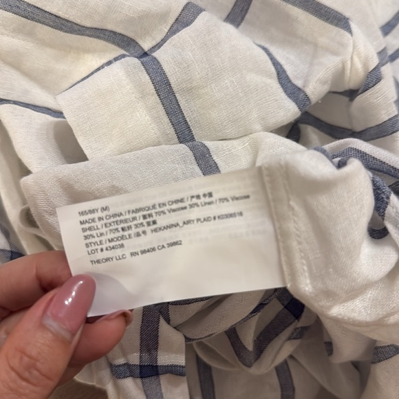 Theory White and Blue Checkered Shirt size medium - Picture 5 of 5
